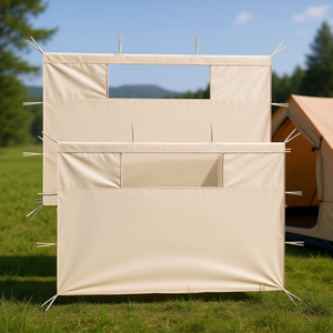 Paredes laterales para gazebo de 2 piezas color crema con ventanas, accesorios de lona de tela Oxford para acampar en verano - Product Image 2