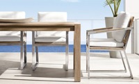 Ensemble de table et chaises de bistrot pour l'extérieur, en corde synthétique blanche, avec coussins, pour porche, bord de piscine et jardin