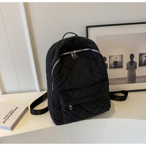 Hiver Classique Voyage Randonnée Casual Diamond Matelassé Sac à dos Solid Color Custom College Student Padded Laptop Schoolbag - Product Image 5