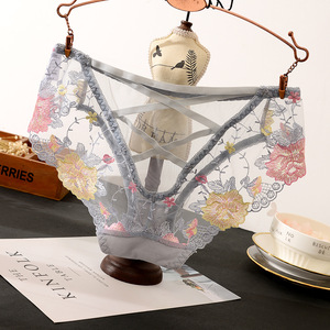 誘惑の芸術ランジェリー: 薄手のポリエステルメッシュ中空パンティーの絶妙な花の刺繍 - Product Image 4