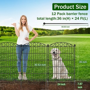 Valla Decorativa para Jardín de 12 Paneles, Sin Excavación, 36 Pulgadas de Alto x 24 Pies de Largo, Barrera Metálica Resistente a la Oxidación para Animales, Perros, Conejos, Temporal - Product Image 4