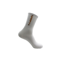 Chaussettes de sport mi-mollet pour homme, en polyester/coton tricoté épais, motif lettres, couleur blanche, qualité luxe, confortables, pour toutes les saisons