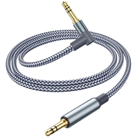 Câble audio AUX plaqué or OEM, 3,5 mm mâle-mâle, à angle droit de 90 degrés, pour autoradio, casque et haut-parleur