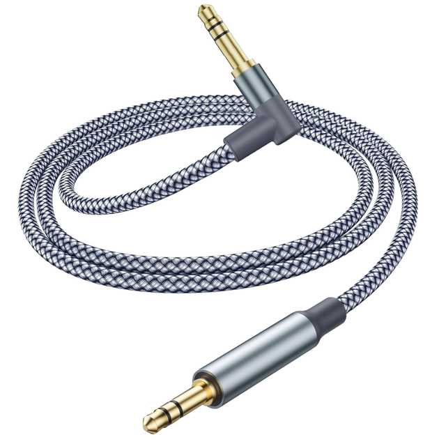 Ticenpe Aux Audio Cable 3.5mm 1.2M 90 Degree Angled Connector Copper Conductor Nylon Braided Stereo Male Male Headphones Car