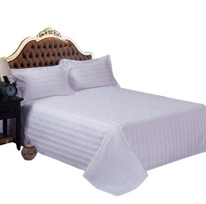 White Hotel Stripes 100% Cotton <strong>Single</strong> <strong>Bed</strong> <strong>Sheets</strong> - Product Image 1