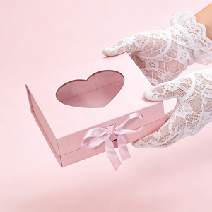 Preserved <strong>Flower</strong> Valentines Mother's Day Gift Cardboard <strong>Box</strong> With Clear Heart Shape Window - Product Image 1