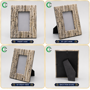 Marco de Fotos de Mármol Travertino Gris Natural de 9 Pulgadas, Elegante Soporte de Piedra para Fotos, Decoración de Mesa para Hogar u Oficina, Fotos Familiares - Product Image 2