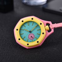 Montre de poche analogique à quartz de forme octogonale avec cordon en cuir pour femmes et hommes