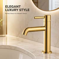 Robinet de salle de bain rond en laiton massif chromé, style contemporain, avec mitigeur à poignée unique pour un contrôle précis