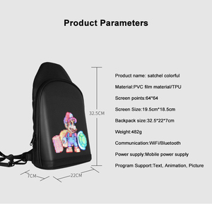 Sac à dos à écran LED avec écran programmable, sac bandoulière programmable, publicité extérieure DIY, sac à dos de voyage, sacs de poitrine - Product Image 2