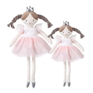 Mode benutzer definierte handgemachte Baby weiche gefüllte Ballerina Puppen Mädchen Prinzessin 100% Baumwolle Stoff Stoff Puppe mit rosa Tutu Kleid