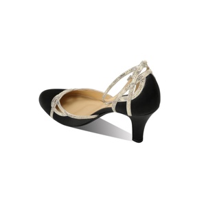 Scarpe da <span class=keywords><strong>Donna</strong></span> Nere in Raso con Cinturino alla Caviglia e Glitter, Punta Tonda, <span class=keywords><strong>Tacco</strong></span> Alto, per Serate ed Eventi Speciali - Product Image 3