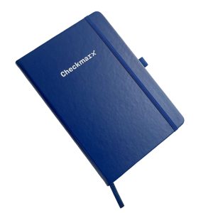 Bloc-notes personnalisé en cuir PU bleu pour entreprise, couverture rigide, écriture facile, lignes, porte-stylo - Product Image 4