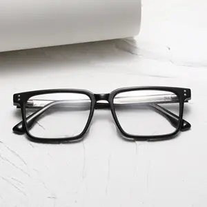 深圳プレート素材ブラックフレーム眼鏡スプリングヒンジ薄いトレンディな正方形の構造