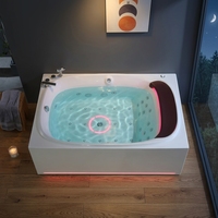 Baignoire balnéo autoportante minimaliste pour 2 personnes, best-seller, avec jets hydromassants réglables et éclairage circulaire au sol