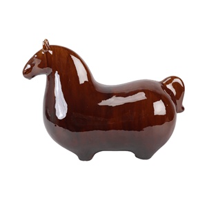 RZLN11-C-S Statuetta in Ceramica di Cavallo Stilizzato, <span class=keywords><strong>Rosso</strong></span> Lucido Smaltato - Product Image 1