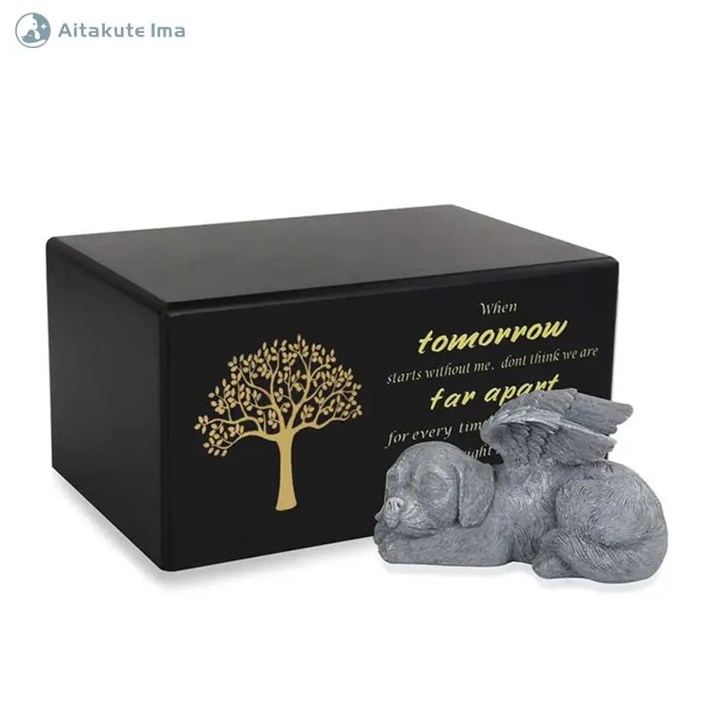 Animais de estimação selecionados personalizados Caixões Caixa Home Carrier Enterro Urna De Madeira Com Escultura Pet Ash Memorial Funeral Box Pet Urna