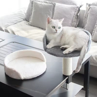 Lit de bureau pour chat en bois massif écologique avec hamac, lavable à la main, pour utilisation sur bureau, toutes saisons, emballé en boîte