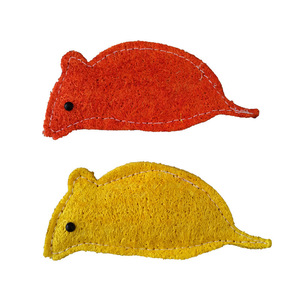 Juguetes masticables de esponja de lufa natural para gatos y perros, limpieza de dientes, forma de ratón y pez, color naranja y amarillo, tamaño pequeño - Product Image 3