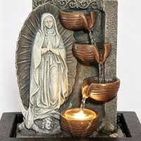 Fontaine d'eau religieuse de table avec lumière LED chaude, statue de Notre-Dame de Guadalupe pour la décoration de la maison, du bureau ou du bureau chrétien
