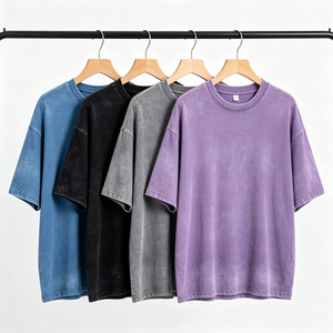 T-shirt vintage en pur coton délavé à l'acide pour homme, coupe ample personnalisée, style streetwear, t-shirt graphique épais - Product Image 1