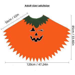 Glow-in-the-Dark Pumpkin Cape Shawl Hat Set para adultos <span class=keywords><strong>y</strong></span> niños Disfraz de Halloween para fiestas <span class=keywords><strong>y</strong></span> eventos escolares - Product Image 3