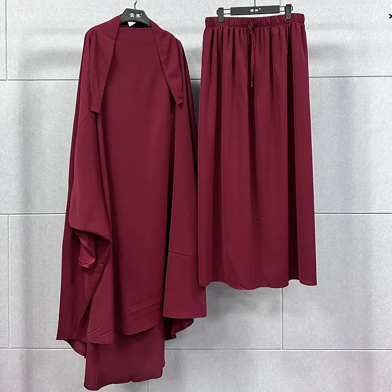 2023 Big Swing Solid Top und Rock Sets Frauen Zweiteiliges Set Muslim Modest Clothing Abayas für Frauen Dubai