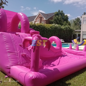Big Splash Pool Tobogán de agua Patio trasero Tobogán de agua <span class=keywords><strong>Piscina</strong></span> Splash Castle Rosa Tobogán inflable <span class=keywords><strong>Piscina</strong></span> con pelota de playa flotante para niños - Product Image 3