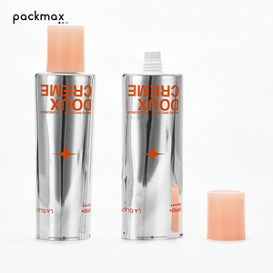 High-shine silver aluminum-<b>plastic</b> <b>tube</b> for facial cleanser — cosmetic refillable bottle packaging material - Product Image 6