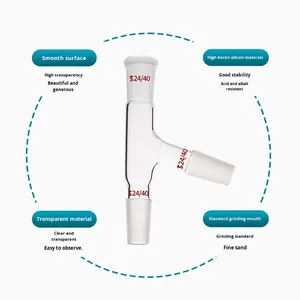 Codo de Destilación de Vidrio de 75 Grados, Junta Rectificada, Codo Estándar 14/19/24/29, Cabezal de Fraccionamiento, Instrumento de Laboratorio Hecho en <span class=keywords><strong>China</strong></span> - Product Image 2