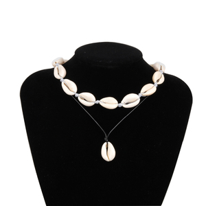 Handmade Summer Beach <strong>Shell</strong> Necklace <strong>Choker</strong>, Women Seashell Necklace With Bohemian Rope - Product Image 1