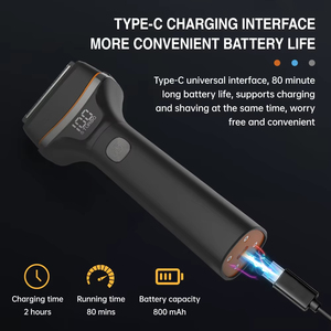 Rasoir à feuille triple lame forte puissance 800 MAh écran LCD rasoir étanche avec capuchon pour hommes longue barbe chauve rasoir - Product Image 4