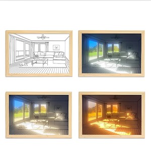 Nueva cabecera 3D arte de pared decoración del hogar foto <span class=keywords><strong>paisaje</strong></span> pintura Marco de imagen Natural Visual Led madera acrílico lámpara de noche Luz - Product Image 6