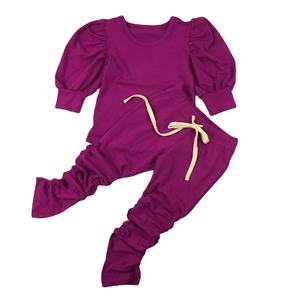 Conjuntos de Ropa para Niños al por Mayor de Alta Calidad en Varios Colores, Pantalones Apilados, Camisa con Mangas Abullonadas, Ropa de Boutique para Otoño - Product Image 4