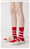 Chaussettes de Noël Bioserica Era, chaussettes mi-mollet pour femmes, automne et hiver, chaussettes longues mignonnes de dessin animé pour couples, hiver