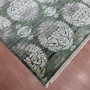 Elegant 8x10 Ft Hand Knotted Silk Persian Dark Forest Green Rug Handmade Decorative Area Carpet - Product Image 4