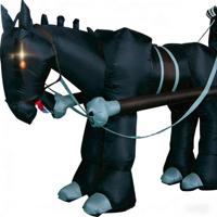 DST Halloween Décoration Gonflable Cheval de la Mort, Calèche Citrouille et Calèche Fantôme, Éclairée par LED, 6-8 pieds, avec Pompe à Air Électrique, Thème Surnaturel