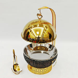 Pemanas Makanan Hotel & Restoran Mewah, Wadah Sajian Stainless Steel Individual, Tahan Lama, Model Gantung, Kombinasi Hitam Emas - Product Image 1