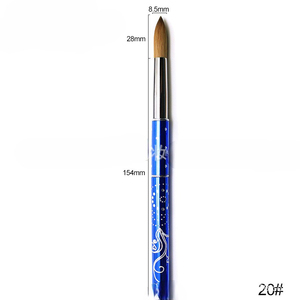 Pinceau à ongles en cristal bleu vison, taille 2 à 24, tête ronde, insertion inversée, poils synthétiques, poudre acrylique, pinceau pour nail art - Product Image 5