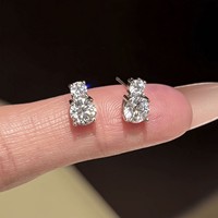 Boucles d'oreilles en argent sterling S925, moissanite couleur D, style coréen minimaliste, à quatre griffes, bijoux tendance