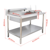Table de panure pour poulet, équipement KFC, 0,8 m, 1 m, 1,2 m, équipement de cuisine commerciale