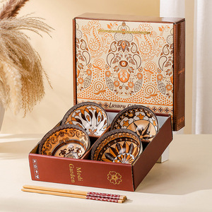 Bols en céramique bohèmes, baguettes, assiettes et ensembles de vaisselle, coffret cadeau exquis, vente chaude - Product Image 4