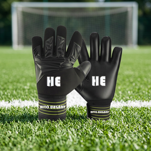 Gants de gardien de but de football professionnels, protection des doigts, antidérapants, respirants, personnalisables, noirs, sangle élastique intégrée - Product Image 3