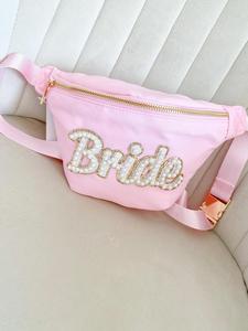 Bridal Shower <b>Gift</b> Set Bachelorette Party Decor White Cap With Peals Pink Mrs <b>Bride</b> Travel Waist <b>Bags</b> - Product Image 4