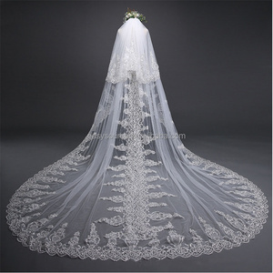 YM32 2T longue dentelle voile de mariage cathédrale mariée <span class=keywords><strong>Vei</strong></span> avec peigne accessoires de mariage - Product Image 1