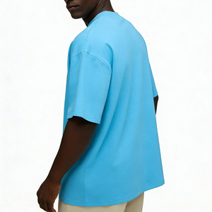 T-shirt da uomo personalizzate di lusso, oversize, in cotone pesante 100% con collo a costine, all'ingrosso - Product Image 6