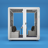 Cabine de réunion de bureau moderne détachable pour 4 personnes, cabine intérieure/extérieure insonorisée avec cadre en acier pour usage de jardin d'immeuble de bureaux