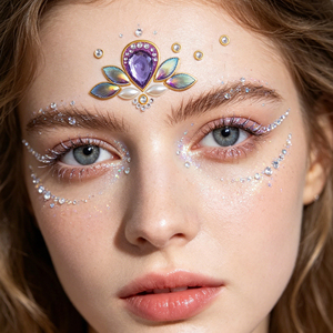 Autocollants irisés en <span class=keywords><strong>strass</strong></span> pour le front, auto-adhésifs sans colle, pour le <span class=keywords><strong>visage</strong></span>, pour festival de musique, fête, maquillage de scène - Product Image 4