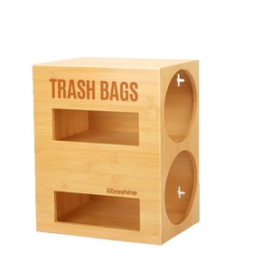 Bamboo Trash Bag <b>Storage</b> <b>Box</b> Double Layer Wall Mount For <b>Kitchen</b> Household Use - Product Image 5