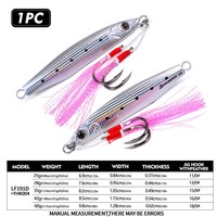Jig de pêche holographique laser 25g-60g avec hameçons assistants doubles et lamelles scintillantes pour la pêche verticale au jigging lent des poissons prédateurs